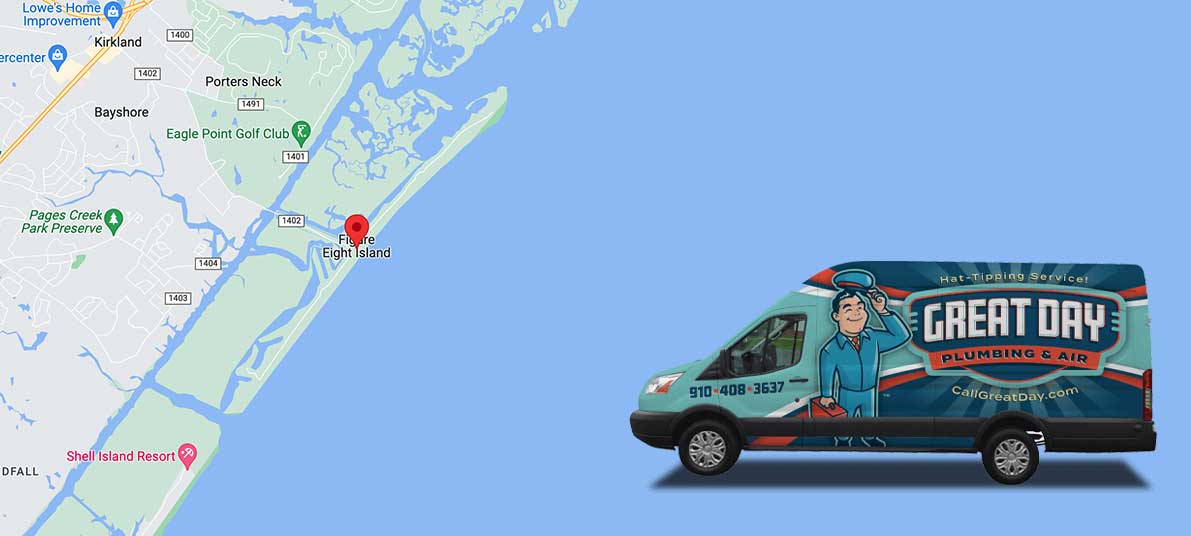 Figure Eight Island Heating & Cooling Services - Great Day Plumbing & Air - Service Areas